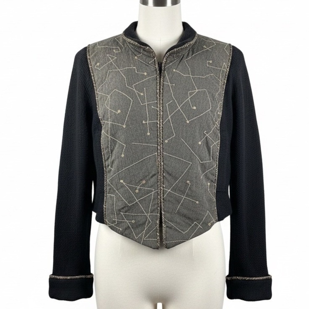 Vintage Treadle Design‎ Room Jacket M USA Made Art To Wear Geometric Quilt Boho